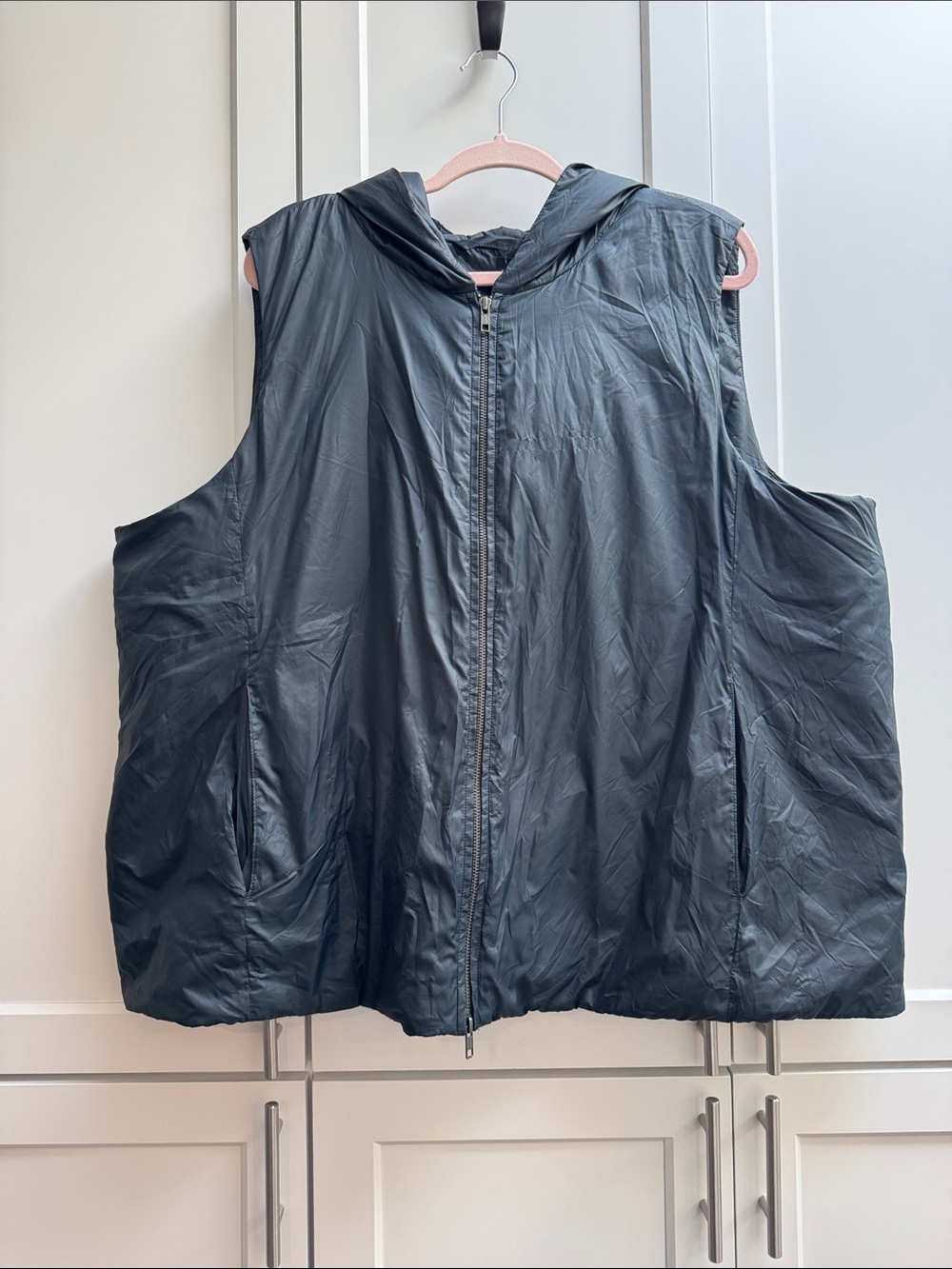 Eileen Fisher Black Hooded Sleeveless Puffer Vest